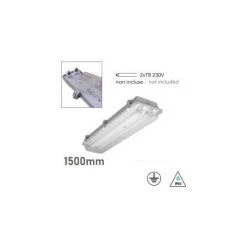 INTEC LIGHT Plafonnier étanche ATLANTIC Double Tube LED 2xT8 IP65 Polycarbonate 150cm -Pas Cher Eclairage professionnel Magasin 59256113 2