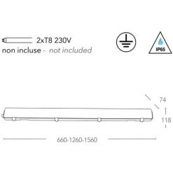 INTEC LIGHT Plafonnier étanche ATLANTIC Double Tube LED 2xT8 IP65 Polycarbonate 150cm -Pas Cher Eclairage professionnel Magasin 59256113 5