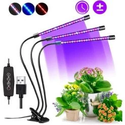 MINKUROW Lampe De Croissance,60 LED Spectre Complet Réglable Lampe Horticole Clipable Lampe De Plante Avec 3 Minuterie Et Fonction Auto ON/OFF Lampe