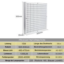 EINFEBEN LED Plante Lampe 15 W Plante Lampe Pour Serre 225 LEDs Rouge Bleu Plein Spectre Plante Lumière Pour Semis Jardin Fleurs Jardin -Pas Cher Eclairage professionnel Magasin 60067186 2