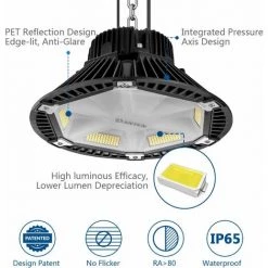 Anten 100W UFO LED Anti-Éblouissement Suspension Industrielle LED Étanche IP65 Projecteur LED 100W Éclairage Haute Baie Blanc Froid 6000K (Connecteur De Câble étanche Fourni) -Pas Cher Eclairage professionnel Magasin 6011145 3