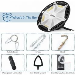 Anten 100W UFO LED Anti-Éblouissement Suspension Industrielle LED Étanche IP65 Projecteur LED 100W Éclairage Haute Baie Blanc Froid 6000K (Connecteur De Câble étanche Fourni) -Pas Cher Eclairage professionnel Magasin 6011145 5