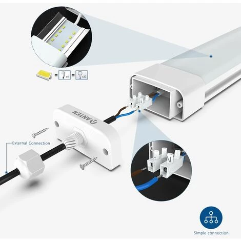 2×Anten Neon Tube Garage 150CM 45W Tube Neon LED Étanche IP65 Reglette LED 150CM Anti-Poussière Anti-Corrosion Et Anti-Choc Neon LED 150CM Lampe Néon Blanc Froid 6000K 5 2×Anten Neon Tube Garage 150CM 45W Tube Neon LED Étanche IP65 Reglette LED 150CM Anti-Poussière Anti-Corrosion Et Anti-Choc Neon LED 150CM Lampe Néon Blanc Froid 6000K – Image 3