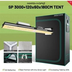 Mars Hydro SP3000 Led élèvent La Lumière Eclairage Horticole+ 120x60x180cm Tente D’intérieur Hydroponique Seed Veg Flower