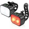 GRID COOL Lumiere Velo Avant Et Arriere, 8 + 12 Modes D'éclairage Lampe Vélo LED Étanche IPX6, USB Rechargeable Eclairage Velo Pour Cyclysme VTT, VTC, Bicyclette, Longue Durée De Vie De La Batterie