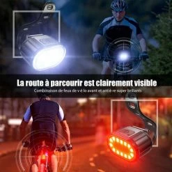 ENLENK Lumiere Velo à LED, Feux Avant Et Arrière Rechargeables Par USB, Feux De Vélo à LED étanches IPX5, Phares à Double Talon, Adaptés à Tous Les Vélos Et à Toutes Sortes De Conditions Météorologiques -Pas Cher Eclairage professionnel Magasin 64492571 5