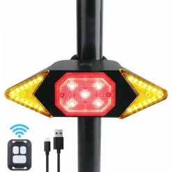 ENLENK Feux De Vélo Arrière, Étanche Sans Fil Télécommande Vélo Arrière Feux Arrière Vélo,Clignotant Vélo En 6 Modes D'éclairage Pour VTT Route Safty Nuit Jour Conduite