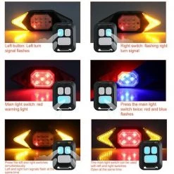 ENLENK Feux De Vélo Arrière, Étanche Sans Fil Télécommande Vélo Arrière Feux Arrière Vélo,Clignotant Vélo En 6 Modes D'éclairage Pour VTT Route Safty Nuit Jour Conduite -Pas Cher Eclairage professionnel Magasin 64534728 3