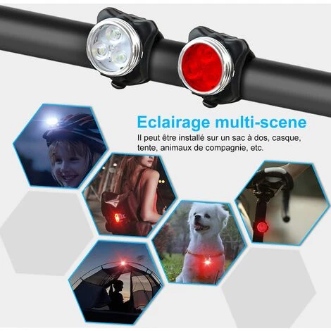 ENLENK Lumières De Vélo à LED, Feux De Vélo Avant Et Arrière Rechargeables, 4 Modes De Luminosité, éclairage USB Résistant Aux Chocs, étanche, VTT, VTT, Chariot De Camping (blanc, Rouge) 5 ENLENK Lumières De Vélo à LED, Feux De Vélo Avant Et Arrière Rechargeables, 4 Modes De Luminosité, éclairage USB Résistant Aux Chocs, étanche, VTT, VTT, Chariot De Camping (blanc, Rouge) – Image 3
