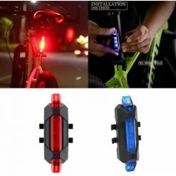 ENLENK 2 Pièces Feux Arrière De Vélo, Feux Arrière VTT, 4 Modes D'Éclairage S'Adaptent Plastique Rechargeable Feu Arrière De Vélo Étanche Arrière Pour Vélo, Éclairé, Avertissement Sécurité (Rouge, Bleu) -Pas Cher Eclairage professionnel Magasin 64535902 4