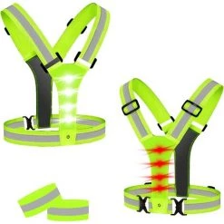 BENOBBY KIDS Gilet De Sécurité à LED, élastique Et Réglable - Gilet Réfléchissant Réfléchissant Avec éclairage LED Et 2 Bandes Réfléchissantes Pour Le Jogging, La Randonnée Ou Le Cyclisme La Nuit.