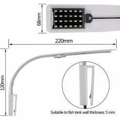 Lampe LED D'aquarium - À Clipser - Avec Lumière Blanche Et Bleue - 10 W - Avec Prise UE - 24 LED - Pour Aquarium, Citernes, Jardins De Rocaille [Classe énergétique A] S'arêern -Pas Cher Eclairage professionnel Magasin 65359424 3