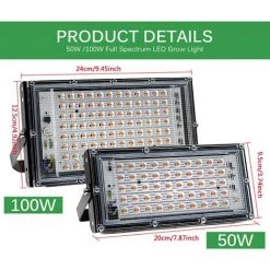 MEZHENG Lampe Horticole 100/50W, Lampe De Croissance Des Plantes à Spectre Complet à LEDs Avec Infrarouge UV, Idéale Pour Plantes D'intérieur, Fleurs Et Légumes, Semis, Floraison Et Résultats (100W) -Pas Cher Eclairage professionnel Magasin 65823970 3