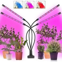 MONLY Lampe Pour Plante, Lampe De Croissance 4 Têtes 72 LEDs, Lampe Horticole Des Plantes Avec Minuteur Automatique 4H/8H/12H, 3 Modes Et 5 Niveaux De Gradation, Avec Charge Usb, Réglable à 360°