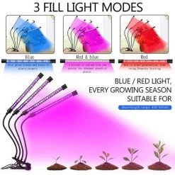 MONLY Lampe Pour Plante, Lampe De Croissance 4 Têtes 72 LEDs, Lampe Horticole Des Plantes Avec Minuteur Automatique 4H/8H/12H, 3 Modes Et 5 Niveaux De Gradation, Avec Charge Usb, Réglable à 360° -Pas Cher Eclairage professionnel Magasin 66807986 3
