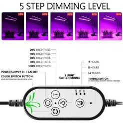 MONLY Lampe Pour Plante, Lampe De Croissance 4 Têtes 72 LEDs, Lampe Horticole Des Plantes Avec Minuteur Automatique 4H/8H/12H, 3 Modes Et 5 Niveaux De Gradation, Avec Charge Usb, Réglable à 360° -Pas Cher Eclairage professionnel Magasin 66807986 5