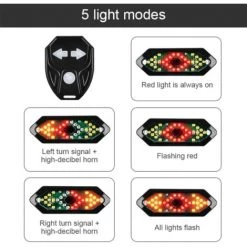 Feu Arrière De Vélo à LED, Clignotants De Vélo Rechargeables Par USB 5 Modes D'éclairage Voyant D'avertissement De Vélo Avec Télécommande Sans Fil IPX4 étanche (Noir)-BISBISOUS -Pas Cher Eclairage professionnel Magasin 66819451 3