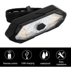 Feu Arrière De Vélo à LED, Clignotants De Vélo Rechargeables Par USB 5 Modes D'éclairage Voyant D'avertissement De Vélo Avec Télécommande Sans Fil IPX4 étanche (Noir)-BISBISOUS -Pas Cher Eclairage professionnel Magasin 66819451 5