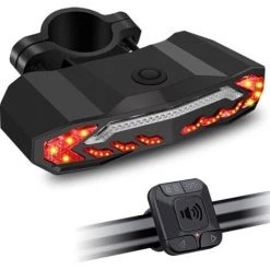 Accessoires De Vélo, Feu Arrière De Vélo Avec Télécommande, Feu Arrière D'alarme De Vélo Antivol Avec Clignotants Et Feu De Freinage Automatique (noir)-BISBISOUS