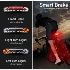 Accessoires De Vélo, Feu Arrière De Vélo Avec Télécommande, Feu Arrière D'alarme De Vélo Antivol Avec Clignotants Et Feu De Freinage Automatique (noir)-BISBISOUS -Pas Cher Eclairage professionnel Magasin 67707218 4