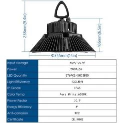 Anten 200W UFO LED Anti-Éblouissement Rond Industriel LED Étanche IP65 Projecteur Extérieur Blanc Froid 6000K (Boîte De Jonction Fournie) -Pas Cher Eclairage professionnel Magasin 8282759 4