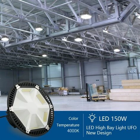 Anten 150W UFO LED Anti-Éblouissement Suspension Industrielle LED Étanche IP65 Éclairage Haute Baie Blanc Neutre 4000K (Connecteur De Câble étanche Fourni) 4 Anten 150W UFO LED Anti-Éblouissement Suspension Industrielle LED Étanche IP65 Éclairage Haute Baie Blanc Neutre 4000K (Connecteur De Câble étanche Fourni) – Image 2